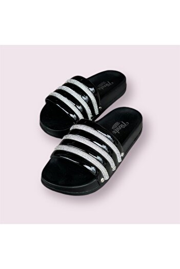 TRENDX Piele Lacuita Neagra - Papuci de dama confortabili si usori
