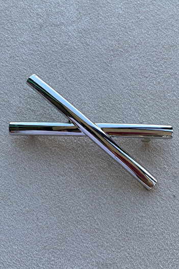 TAKIŞTIR Silver Color Crossed Figured Vending Machine Buckle