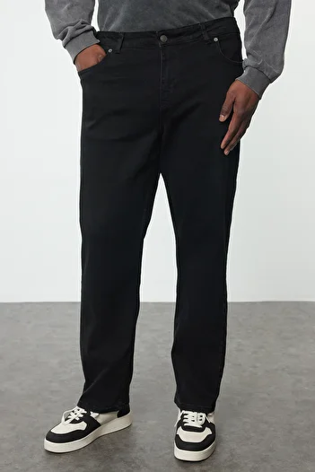 Trendyol Collection Plus Size Men's Black Denim Jeans Jeans - Regular Fit TMNAW25CJ00000