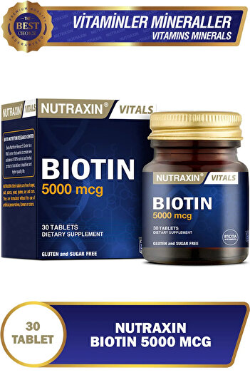 Nutraxin 2 Pack - Biotin 5000 Mcg, 30 Tablets
