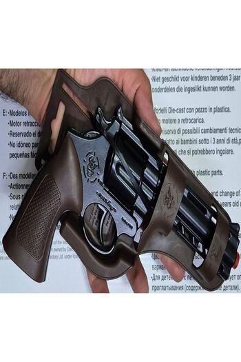 Hepsilazım Oyuncak 25 cm Metal Kapsül Mantar Mermili Kovboy Tabanca Çat Pat Demir Silah Mantar Tabancası