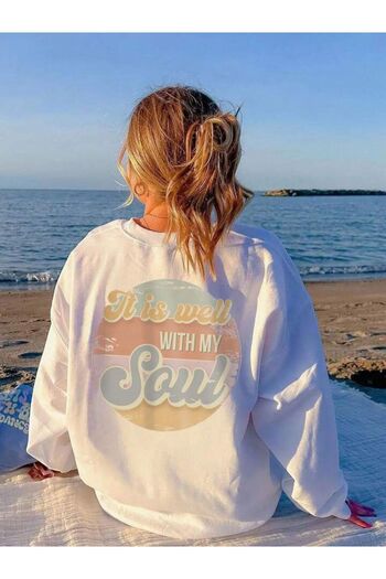 AFROGİYİM Unisex It Is Well With My Soul Φούτερ με στάμπα μεγάλου μεγέθους