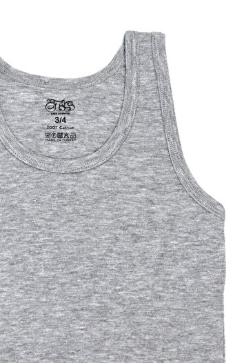 Öts Boy's 3-Piece Gray Ribbed Undershirt (100% Cotton)