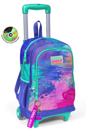 Coral High Kids Colorful Airbrush Patterned Three Compartment Squeegee School Backpack 23938