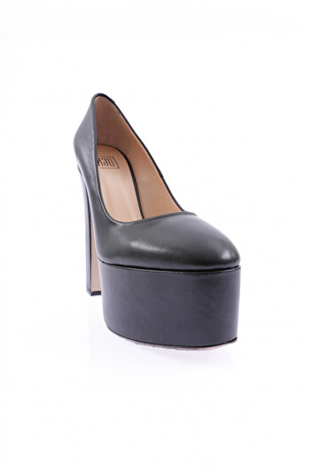 DGN Women's High Platform Heeled Shoes Black Genuine Leather 452112353