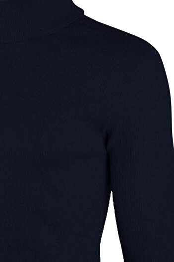 VEAVEN Navy Blue Slim Fit Turtleneck Men's Sweater