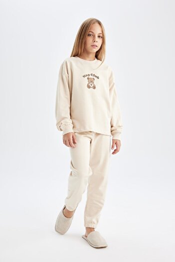 DeFacto Girl's Bear Printed Long Sleeve Top Long Bottom Pajamas Set D5844A824Au