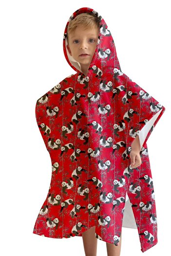C&City Red Digital Printed Children's Poncho - C1701