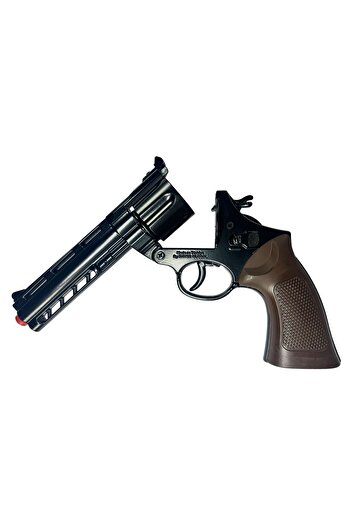 Hepsilazım Oyuncak 25 cm Metal Kapsül Mantar Ses Çıkaran Kovboy Magnum Toplu Tabanca Çat Pat Demir Silah