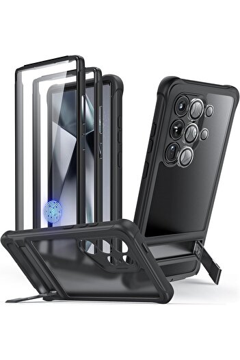 ESR Samsung S24 Ultra Case, Heavy Duty Shock Armor with Front Frame & 3 Kickstand Modes, Frosted Black