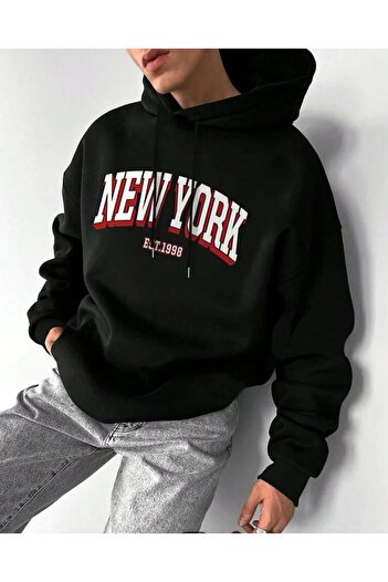 AFROGİYİM Unisex Sandiego Newyork 1998 Printed Oversize Hooded Hoodie