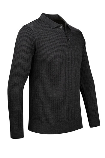 Çizgi Triko Men's Polo Collar Striped Knitwear Sweater - Patterned Sleeve and Waist Elastic, Steel Knit Classic Fit - 5004F