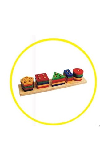 pazariz Geometrik Şekiller 21 Parça Eğitici Bloklar Eğitim Seti Masif Kayın