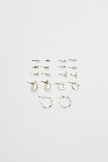 Stradivarius Set of 9 Pairs of Mini Drop Earrings