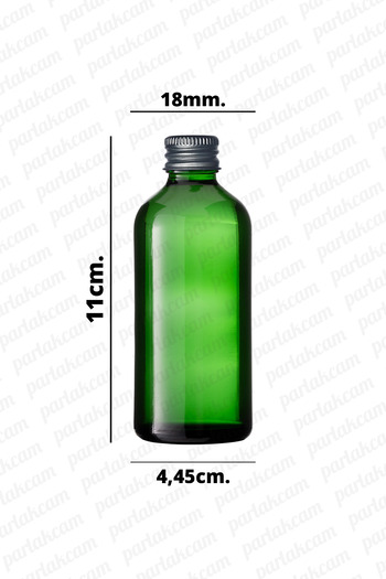 parlakcam 100ml Green Glass Bottle Special Oils, Cologne Etc. Glass Bottle with Silver Cap Suitable for Liquids 1 Piece