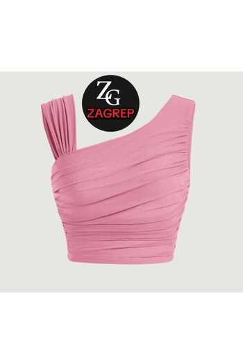Zagrep Powder Color Crop Women's Bustier - Shoulder Detailed, Draped and No Inner Display
