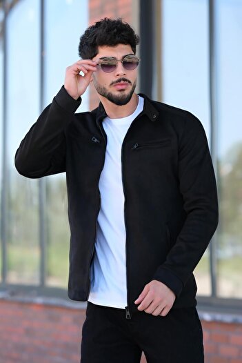 Stilkombin Hakim Collar Suede Seasonal Coat - Chest Zippered PLDP 2904_60061