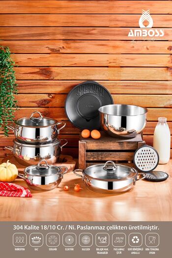 Amboss Trend 13 Piece Induction-Based Stainless Steel Pot Set & Mixing Multi-Purpose Bowl Set