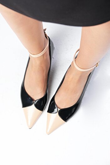 Mio Gusto Suzette Black Patent Leather - Pointed Toe Short Heeled Women's Shoes