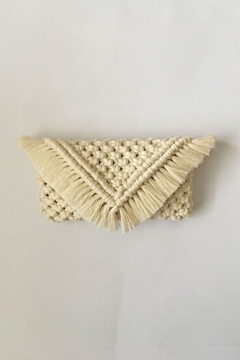 e&f Store Macrame Glasses Case Ecru Bag