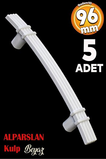 Badem10 (Hard Plastic) Alparslan 96 mm White Furniture Kitchen Drawer Cabinet Handle Handle Handles 5 Pcs