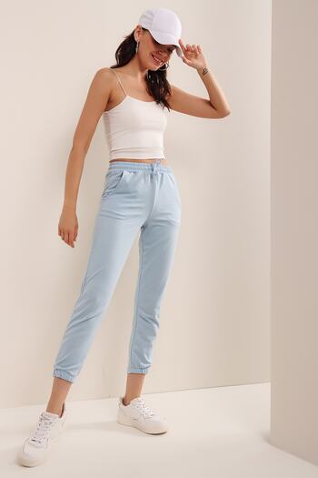 HAKKE Women's Baby Blue Pocket Sweatpants