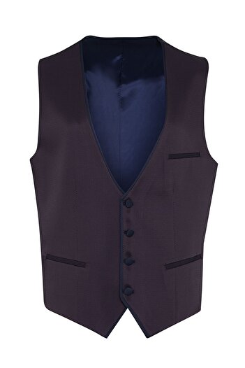 Hatemoğlu Navy Blue Dynamic Fit Plain V-Neck Classic Vest