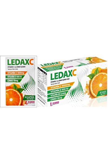 LedaPharma Ledaxc Vitamin C, Vitamin D and Zinc Containing 30 Capsules +Ledaxc Vitamin C and Zinc Containing