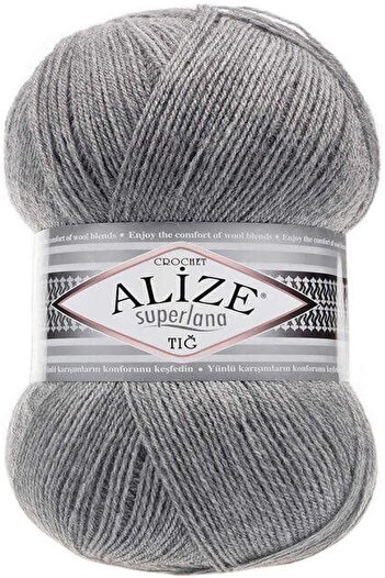 Alize Superlana Crochet Hand Knitting Thread - 21 (grey Melange)