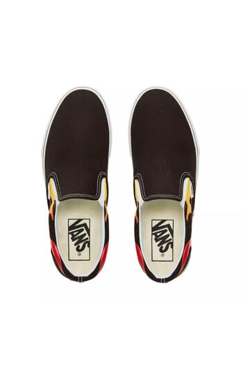 Vans Ua Classic Slip-on (flame) Black/black/true White Unisex Spor Ayakkabısı