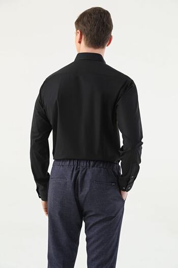 Tween Tween Slim Fit Siyah Düz Nano Care Gömlek