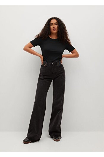 MANGO Woman Women's Black Short Sleeve T-Shirt