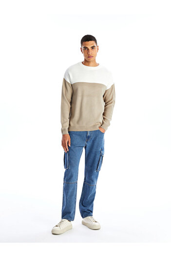 LC Waikiki Ανδρικό Πλεκτό Πουλόβερ - Crew Neck, Μακρύ μανίκι, Color Block