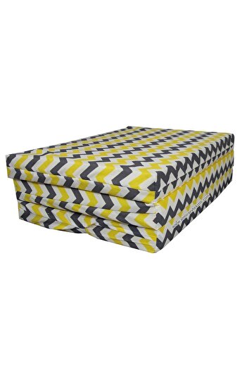 ALMİRA EV TEKSTİLİ Katlanır Sünger Yatak Minder 80x180x8 cm Kırmızı Zikzak