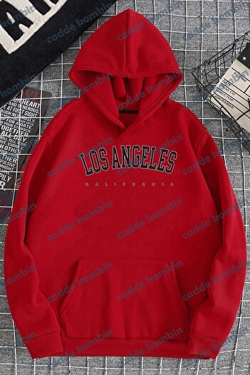 caddekombin Los Angeles California Printed Unisex Red Hoodie