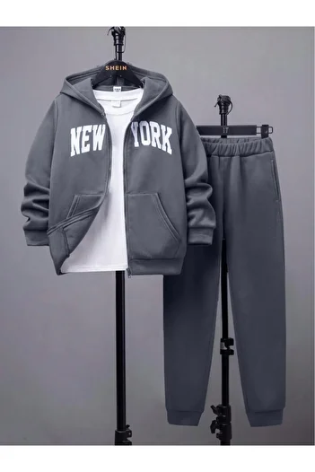 Machetta New York Printed 3 Piece Παιδικό Σετ - Σετ μπουφάν, φούτερ και φούτερ