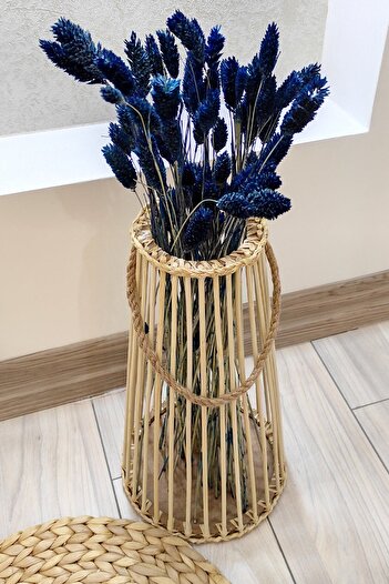 DEKOLOBİ Bambu Çubuk Uzun Halatlı Dekoratif Vazo 38 Cm