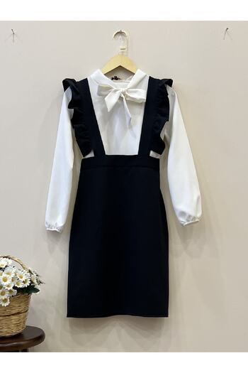 KÜÇÜĞÜM BUTİK Navy Blue Crepe Salopet Skirt