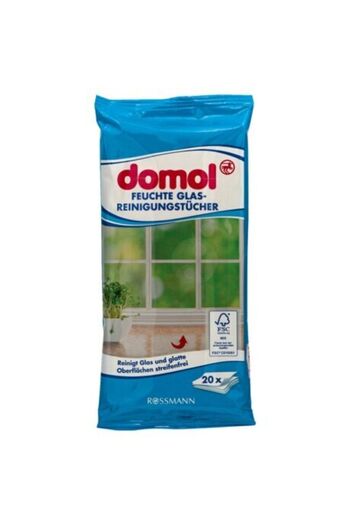 DOMOL Parlak Yüzeyler İçin Islak Temizlik Bezi Cam 20 Adet