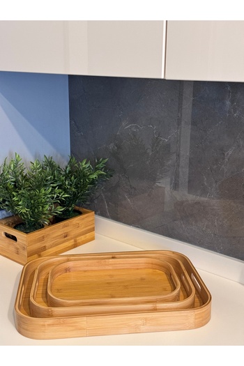 Janset Bamboo Set of 3 Rectangular Trays