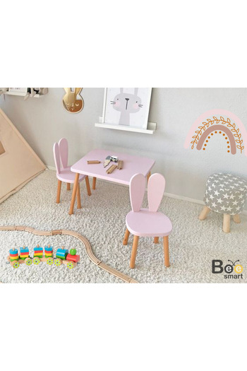 Bee Smart Ahşap Montessori Aktivite Masası Sandalyesi, Bunny Masa Sandalye