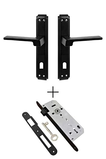 Sofuoğlu Anka Mirrored (ROOM) Door Handle Matte Black / Black Door Lock 40mm / Set