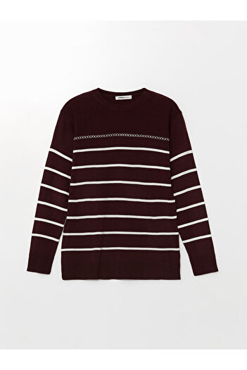 LC Waikiki Gestreifter Damen-Strickpullover mit Rundhalsausschnitt – W4gy60z8