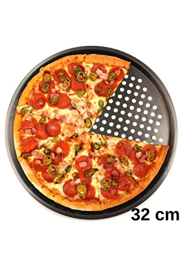 Multiamo Teflon Delikli Pizza Tepsisi-Tavası/ Lahmacun Pide Tepsisi 32 Cm