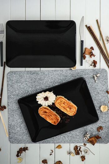 Keramika Black Boat Plate 31x21 Cm 2 Pieces