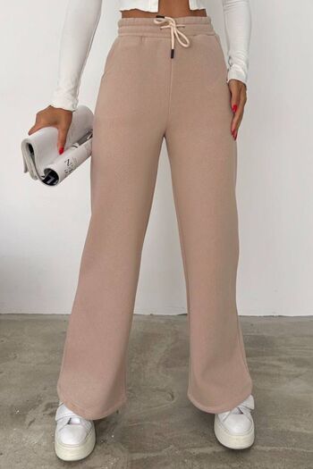 Balenbi Women's Wide Leg High Waist Fleece Winter Sweatpants 1086