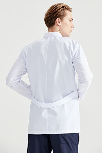 VAYVAYLI White Male Doctor Teacher Lab Coat with Judge Collar Jacket Size