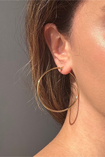 Çelik Gold Çelik Küpe - 55 Mm Büyük Halka Küpe