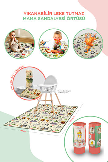 Minimono High Chair and Activity Cover - Non-Slip Base - Water Repellent Surface - Washable - 145X120Cm
