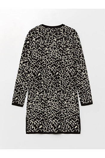 LC Waikiki Patterned Crew Neck Women's Knitwear Cardigan